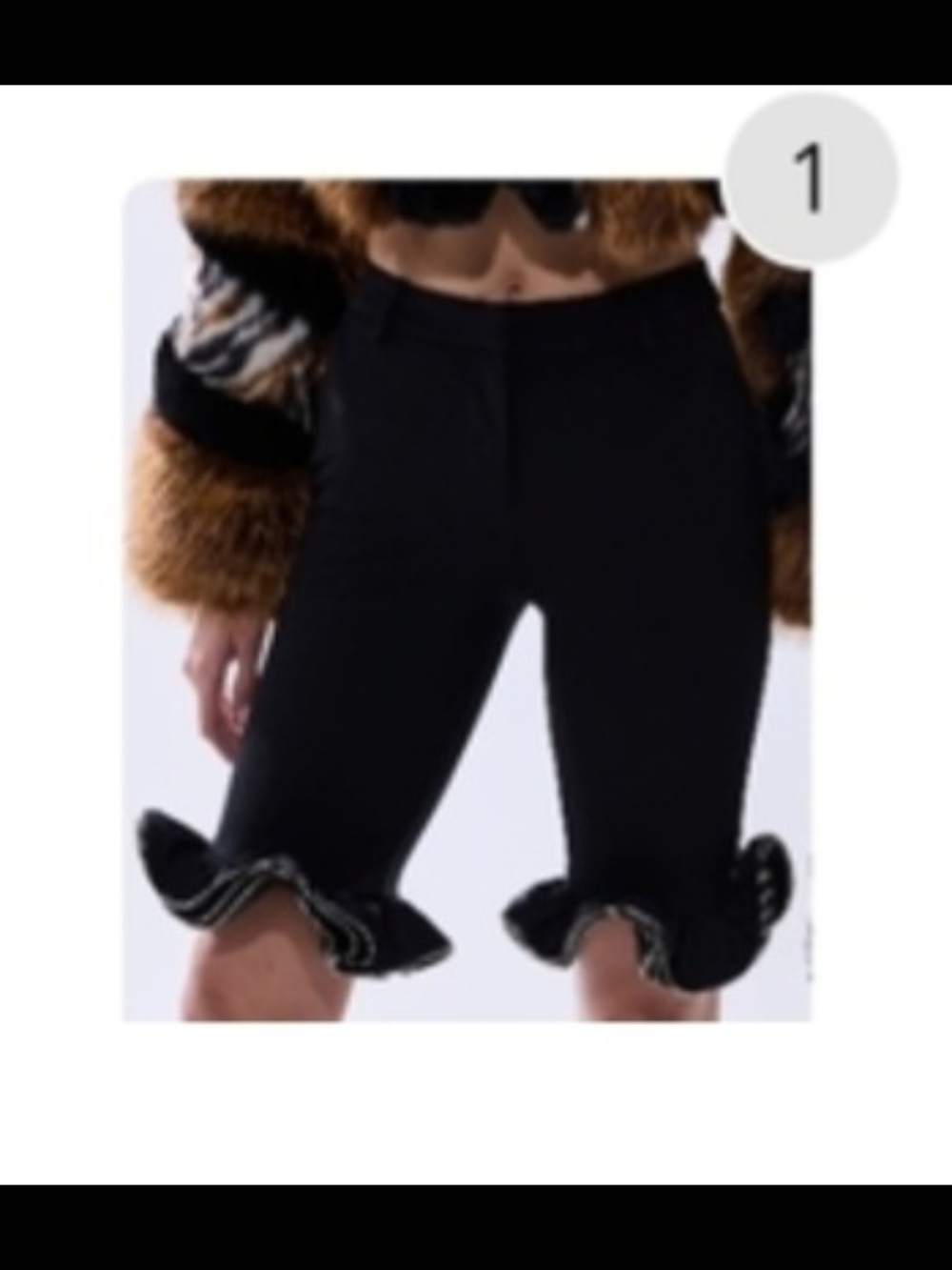 AKIRA Black Ruffle Hem Cropped Trousers